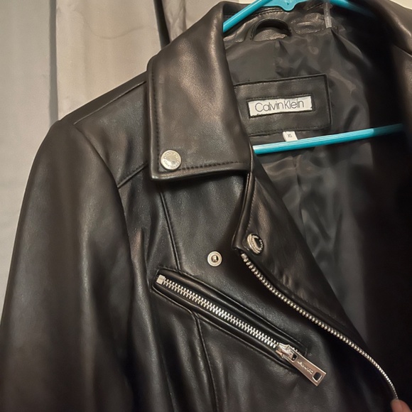 Calvin Klein Women’s XS Black Leather Zip Moto Jacket - Picture 4 of 9